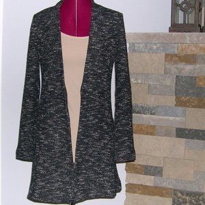 Eileen Fisher Petite P Black/White Open Front Coat